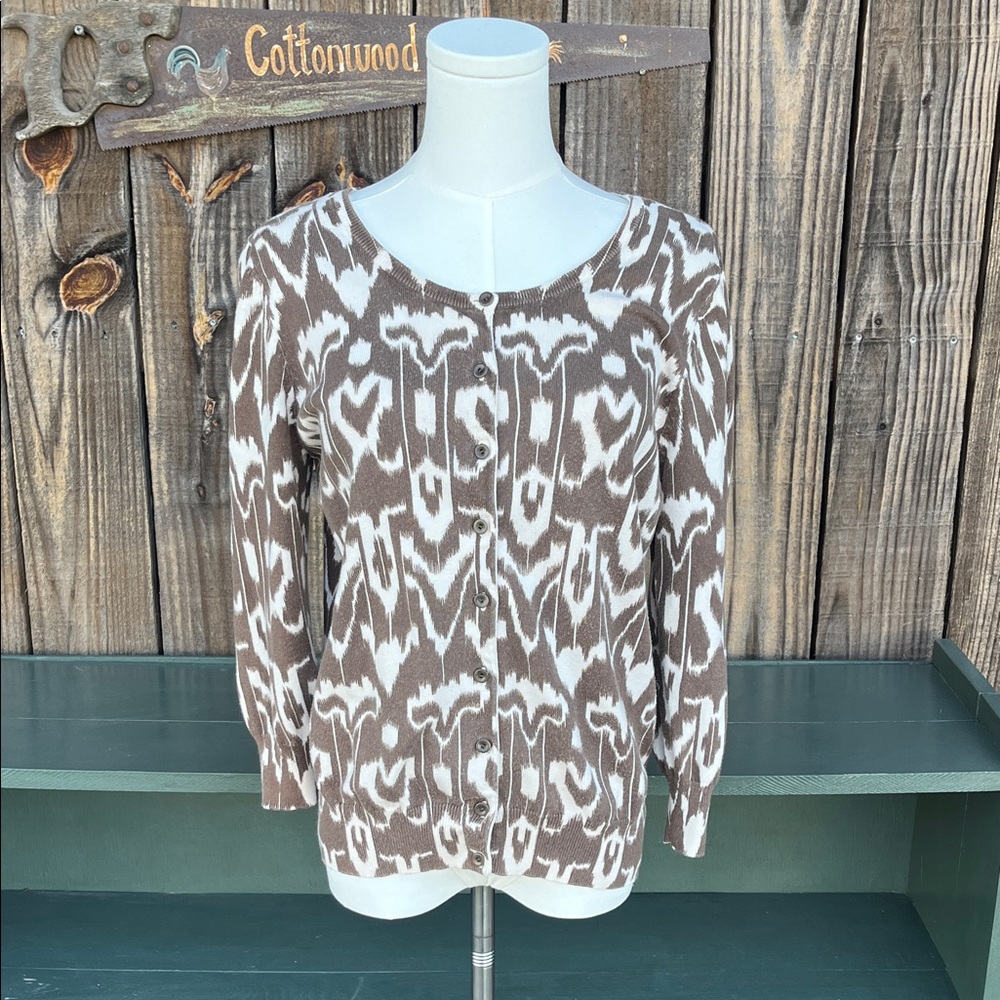 WOMEN LARGE SWEATER cardigan Talbots 2054